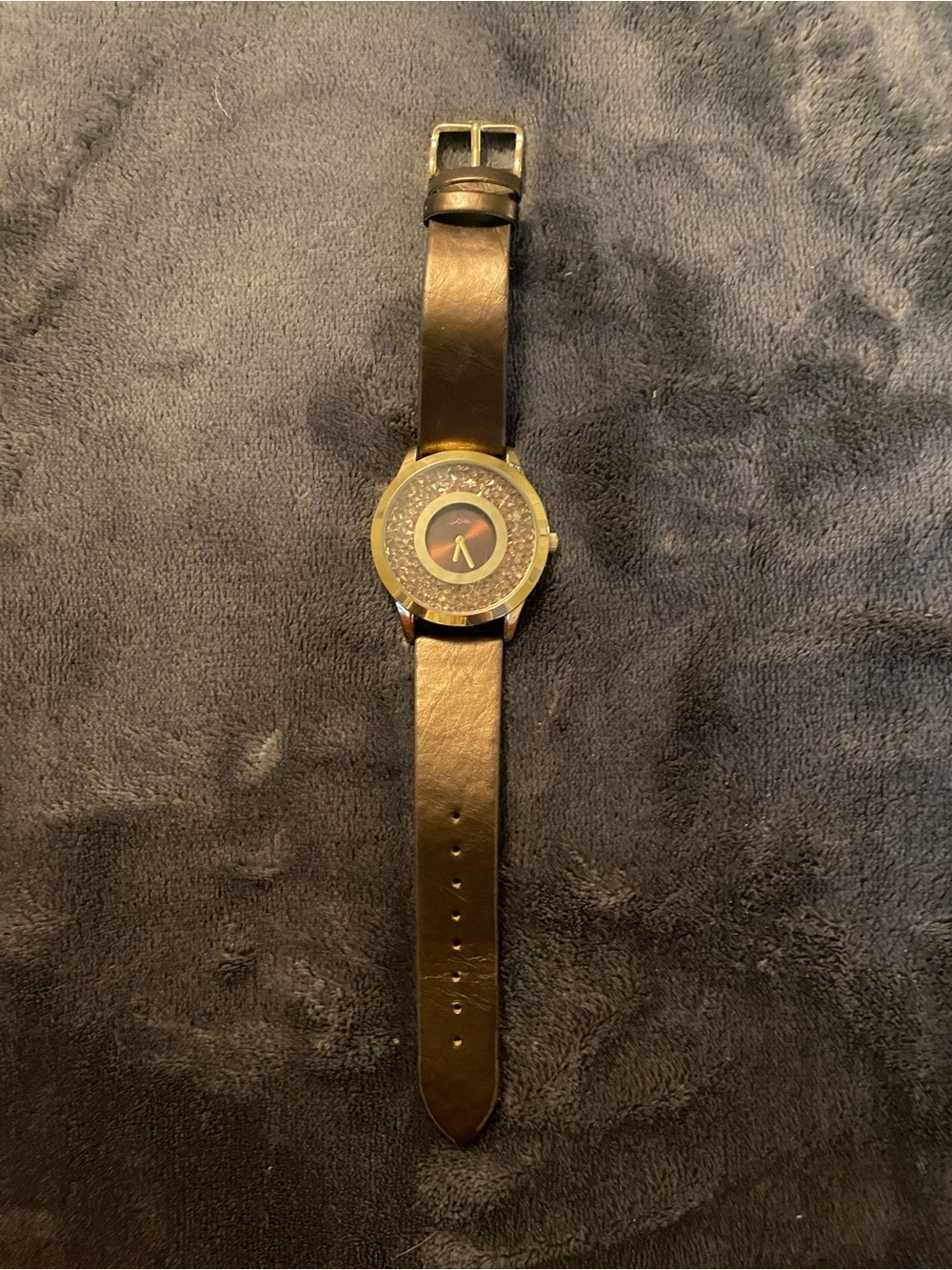 Brown and Gold-Tone Leather Strap Watch with Crystal Accents